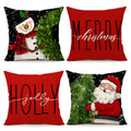 Red Black Christmas Pillow Covers 18X18 Set Of 4 Farmhouse Xmas Decorations Snowman Wreath Santa Claus Tree Merry Christmas Holl