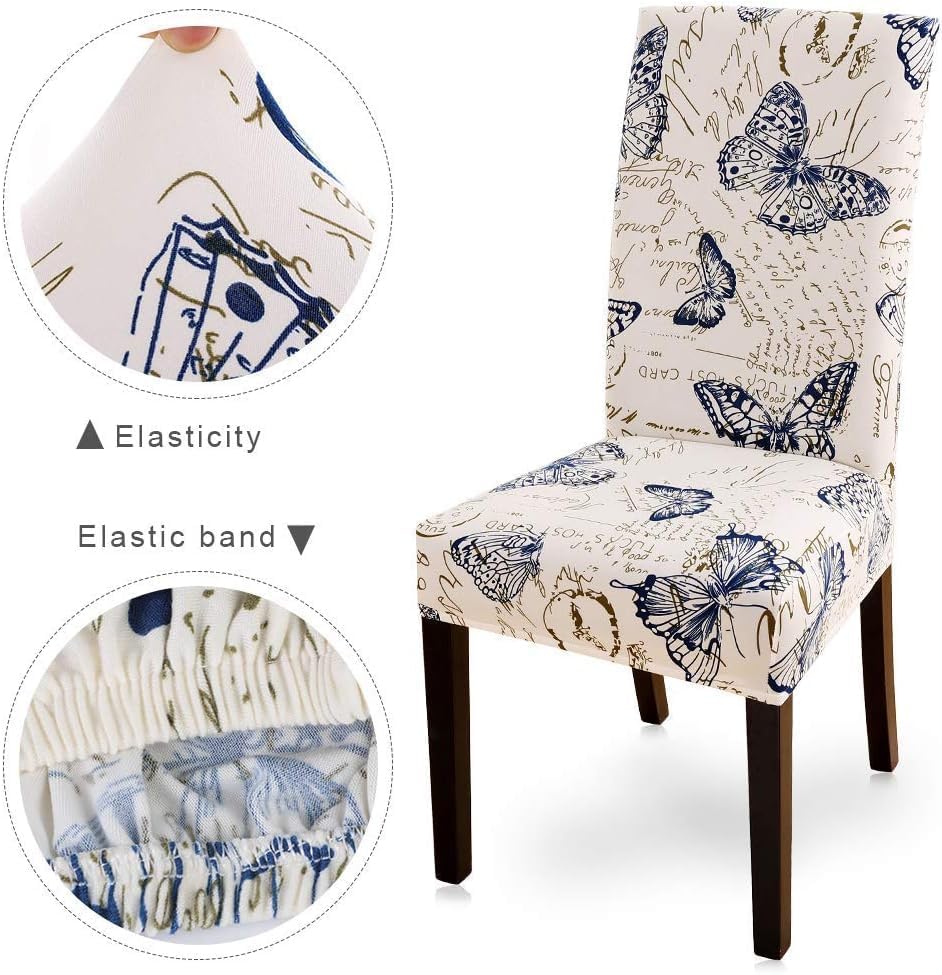 Searchi Dining Room Chair Covers Set Of 4, Stretch Printed Parsons Chair Slipcovers Spandex Removable Washable Kitchen Chair Protector Cover For Dining Room, Hotel, Ceremony (Butterfly Pattern)