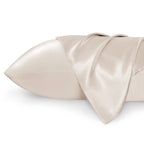 Bedsure King Size Satin Pillowcase Set Of 2 - Beige Silky Pillow Cases For Hair And Skin 20X36 Inches, Pillow Covers With Envelo