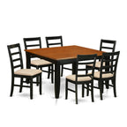 East West Furniture PARF7-BCH-C 7 Piece Modern Dining Table Set Consist of a Square Wooden Table with Butterfly Leaf and 6 Linen Fabric Kitchen Dining Chairs, 54x54 Inch, Black & Cherry