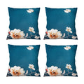 Makhai Polyester Throw Pillow Case Cushion Cover Home Sofa Decorative (Cover Only, No Insert) 42X42Cm Blue Floral (Pack Of 4)