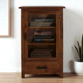 The Attic Sheesham Mini Glazed Bookcase, Multipurpose For Living Room Bed Room Study, Solid Wood, Honey Matte Finish