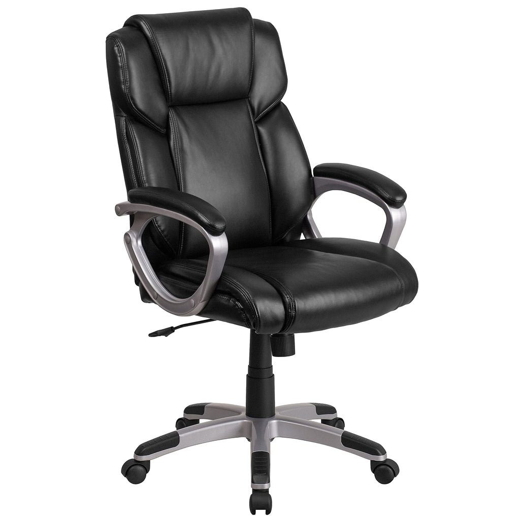 Flash Furniture Carolyn Mid-Back Black Leathersoft Executive Swivel Office Chair With Padded Arms