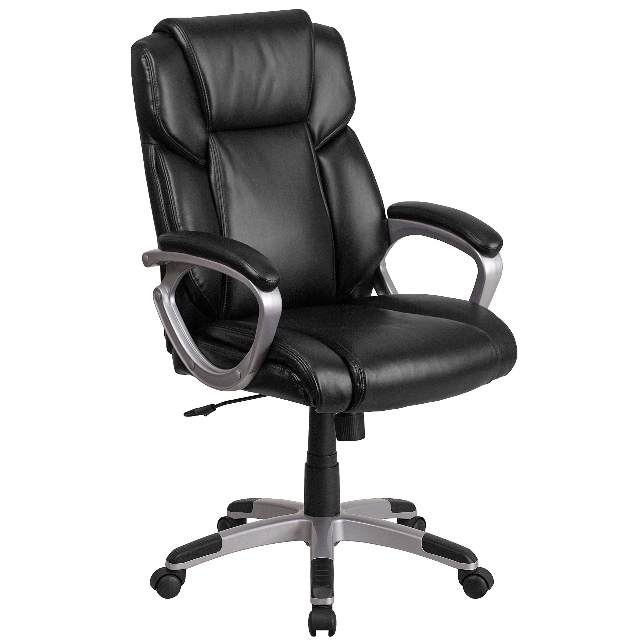 Flash Furniture Carolyn Mid-Back Black Leathersoft Executive Swivel Office Chair With Padded Arms