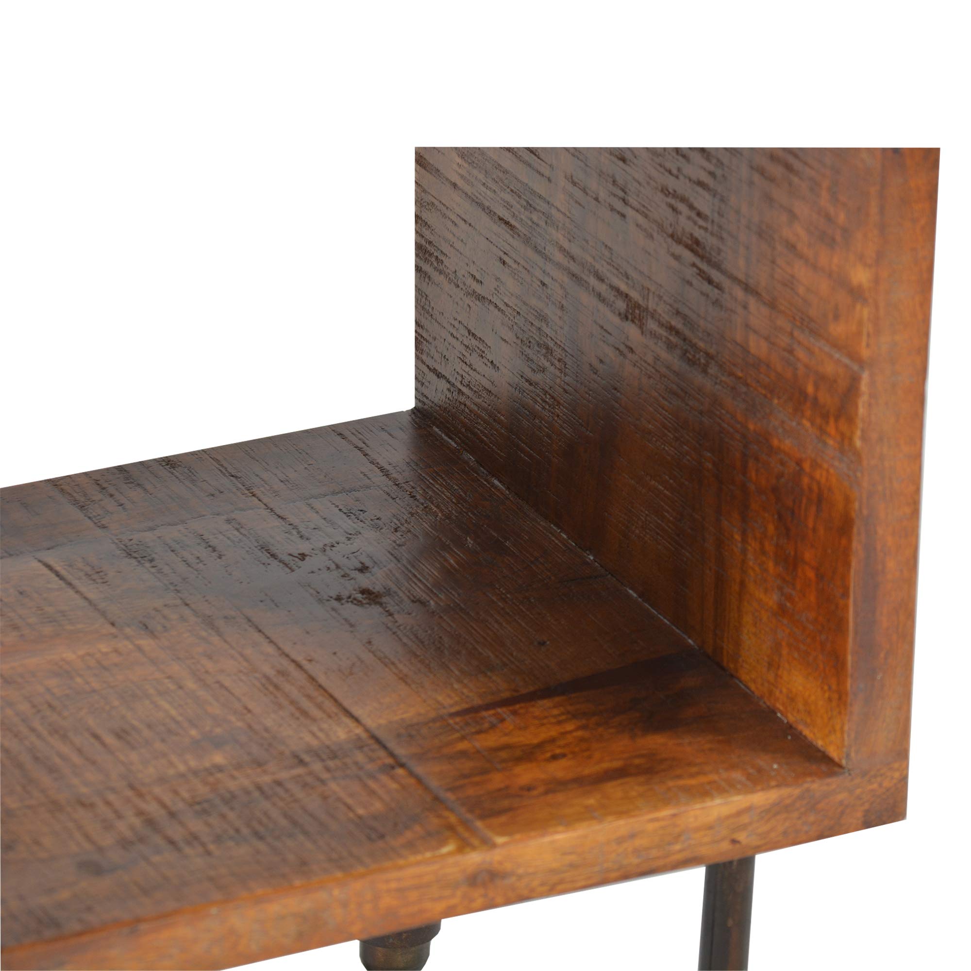 TUP THE URBAN PORT 22 Inch Industrial Style Cube Shape Wooden Nightstand with Rough Sawn Texture,Brown