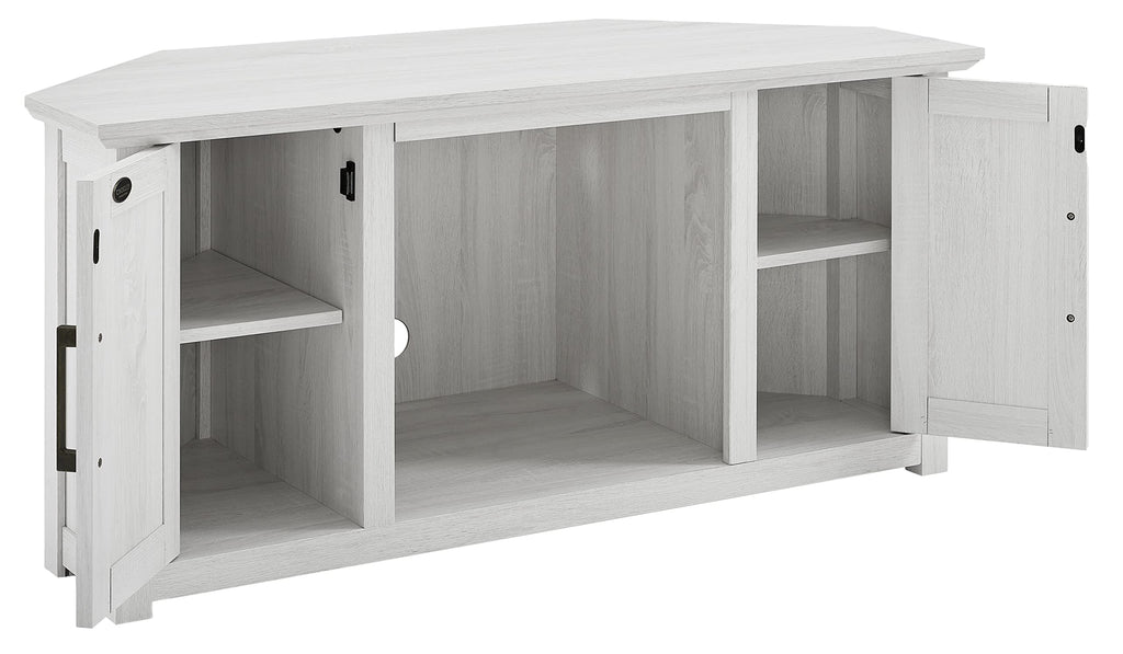 Crosley Furniture Camden TV Stand for 50+ inch TVs, Entertainment Center with Adjustable Storage Shelves, Whitewash