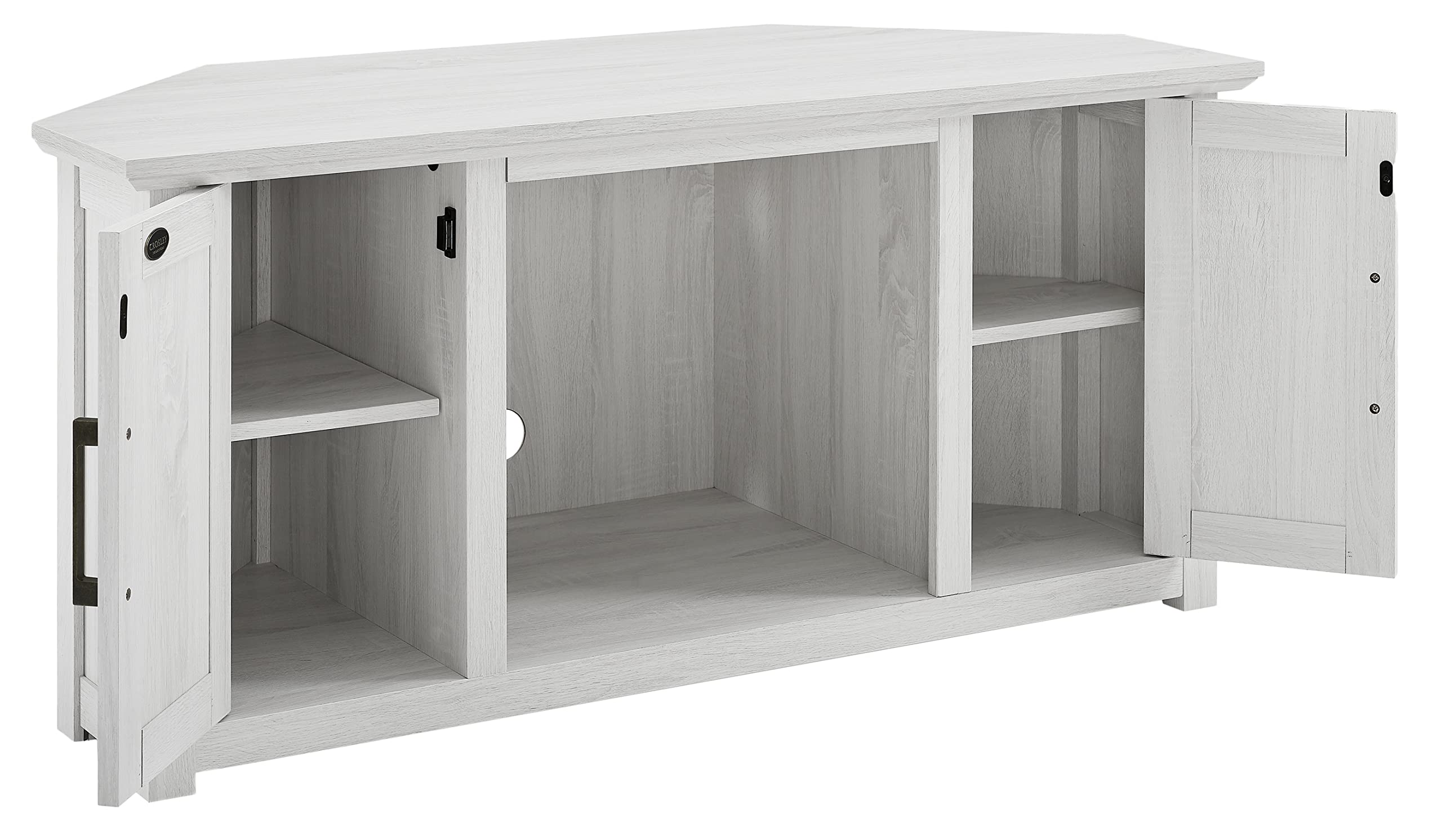 Crosley Furniture Camden TV Stand for 50+ inch TVs, Entertainment Center with Adjustable Storage Shelves, Whitewash