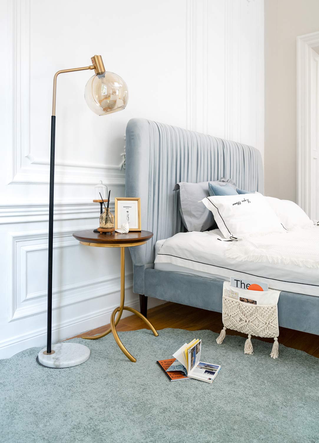 Mkono Macrame Sofa Armrest Organizer Remote Control Holder Couch Bedside Armchair Caddy Storage Basket Bag For Tv Remote Control