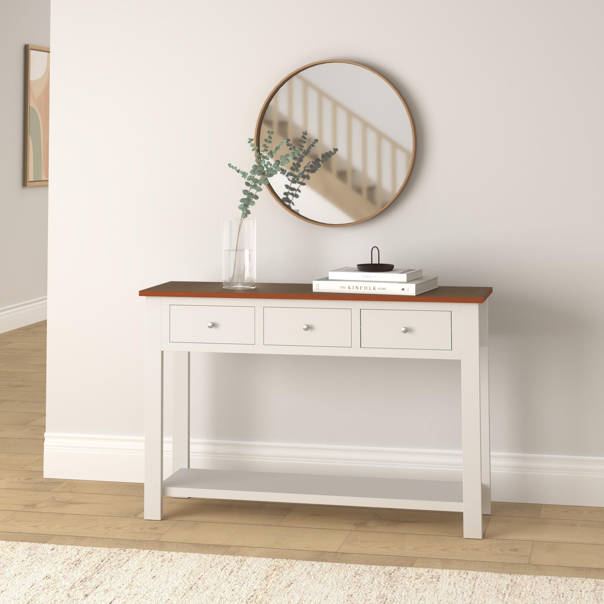 vidaXL Solid Oak Wood and Pinewood Console Table