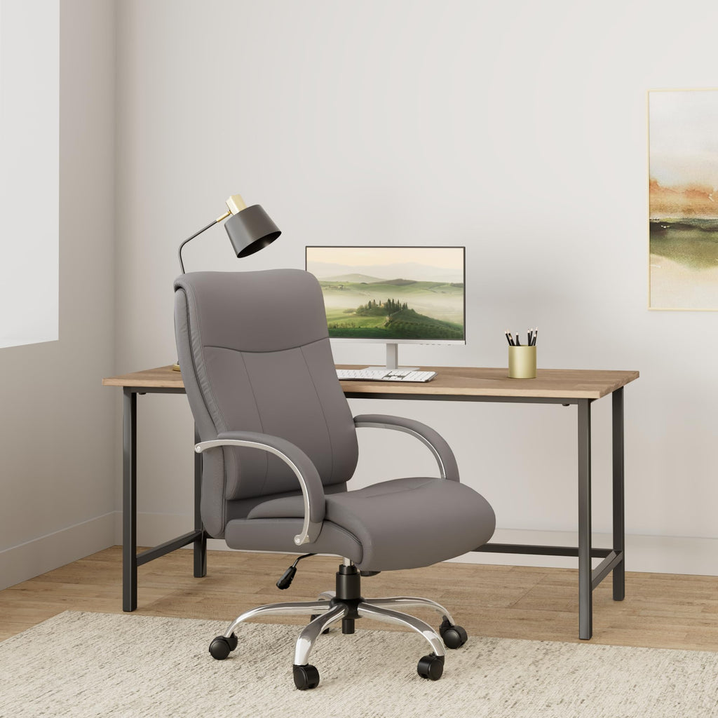 Lorell Leather Deluxe Big/Tall Chair, Black