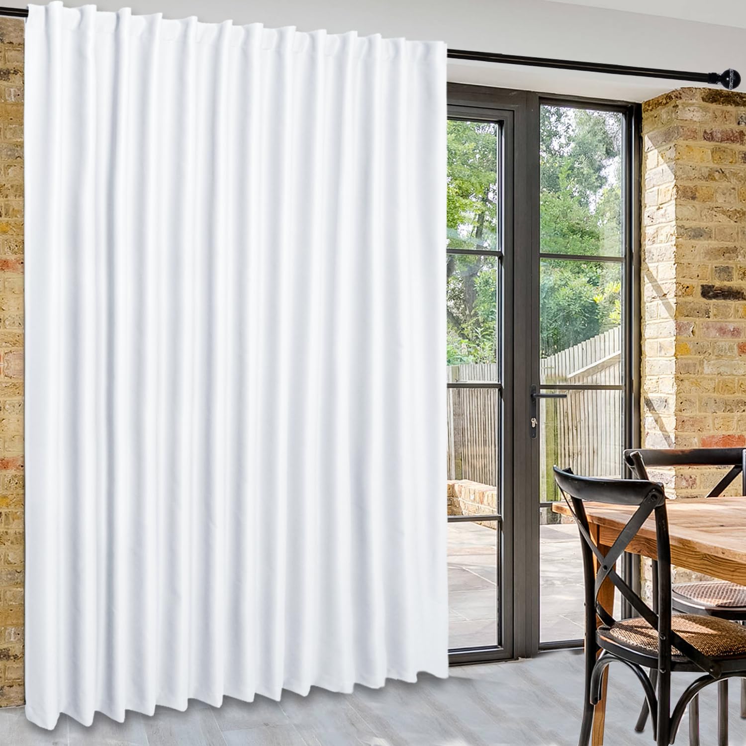 DWCN Privacy Room Divider Curtain - Patio Sliding Door Curtains, Extra Wide Thermal Curtains with Back Tab & Rod Pocket for Livi