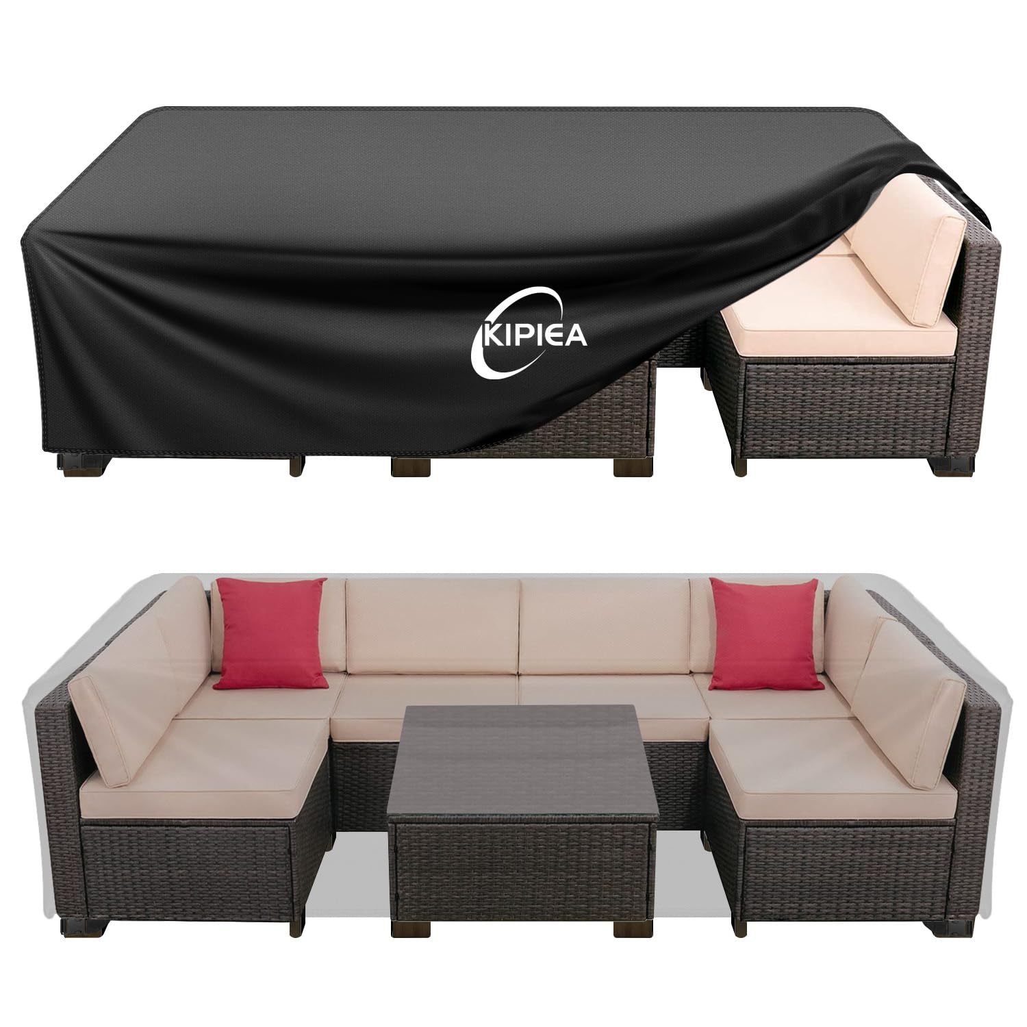 Kipiea Outdoor Furniture Covers Waterproof, 420D Heavy-Duty Patio Furniture Set Covers, No Tears Anti Uv No Fading (90' L X 60'