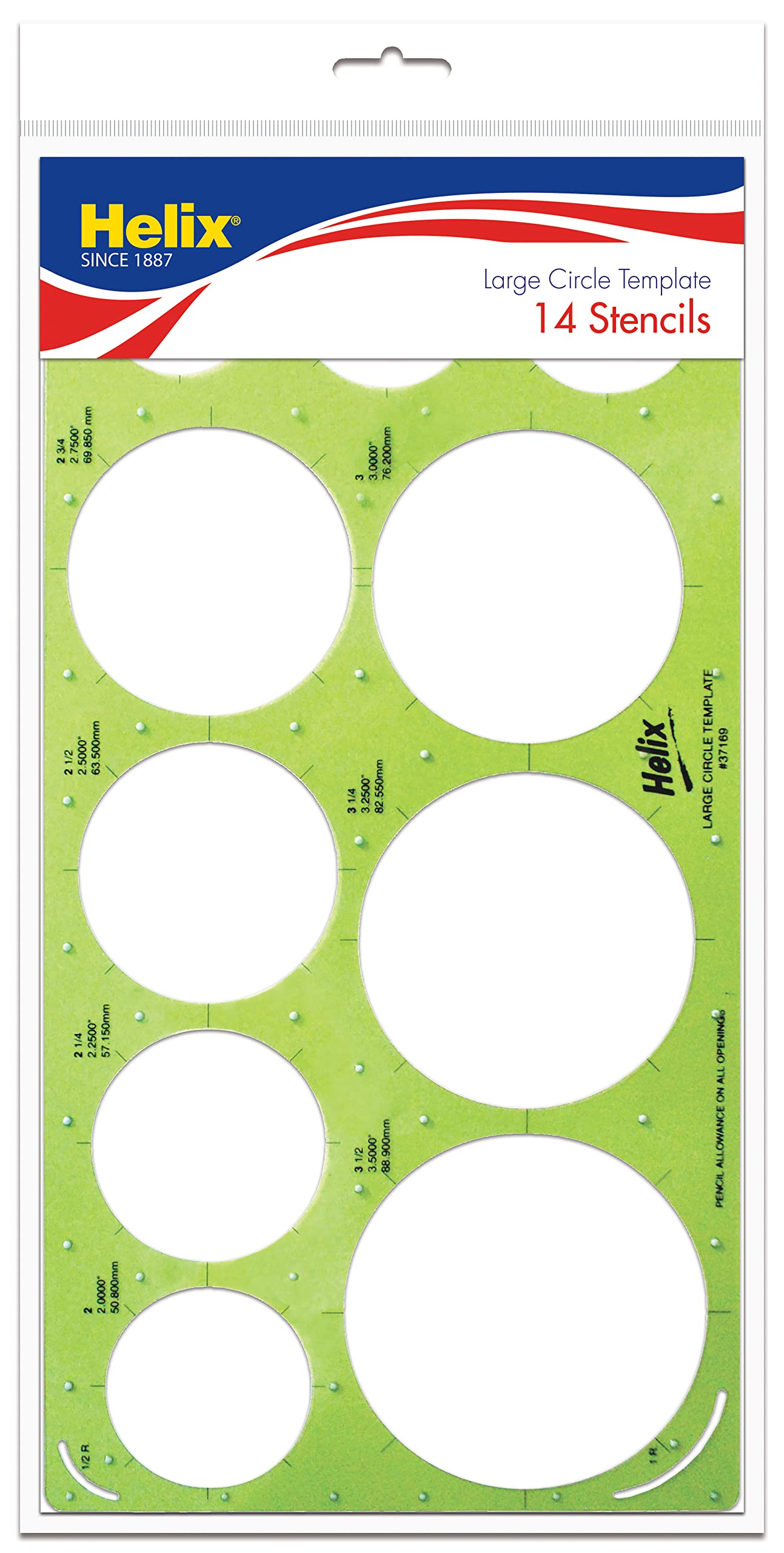 Maped Helix Large Circle Drawing Template - Precision Drafting & Drawing - Enhanced Accuracy - 10 Circles And 4 Radii - 6.75 Inc
