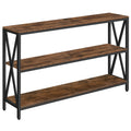 MAHANCRIS 55'' Sofa Table, Industrial Console Table, 3-Tier Narrow Side Table with Open Shelves, Foyer Table for Entryway, Hallw