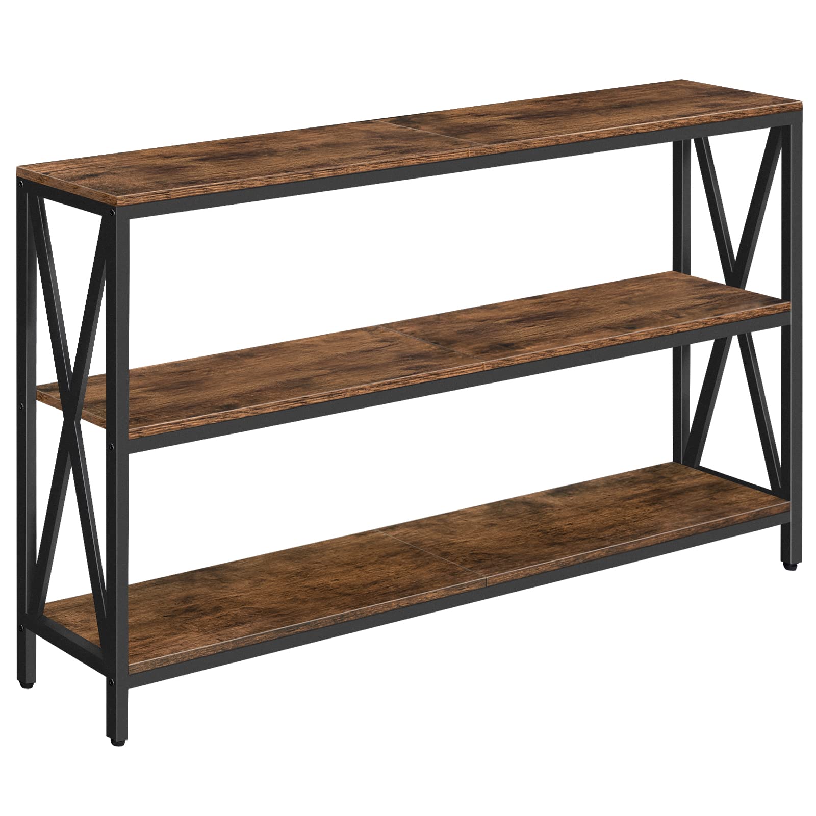 MAHANCRIS 55'' Sofa Table, Industrial Console Table, 3-Tier Narrow Side Table with Open Shelves, Foyer Table for Entryway, Hallw