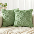 Miulee Sage Green Throw Pillow Covers 20X20 Inch, Soft Spring Plush Faux Wool Couch Pillow Covers Set Of 2 Decorative Farmhouse Boho Throw Pillows For Sofa Living Room Bed