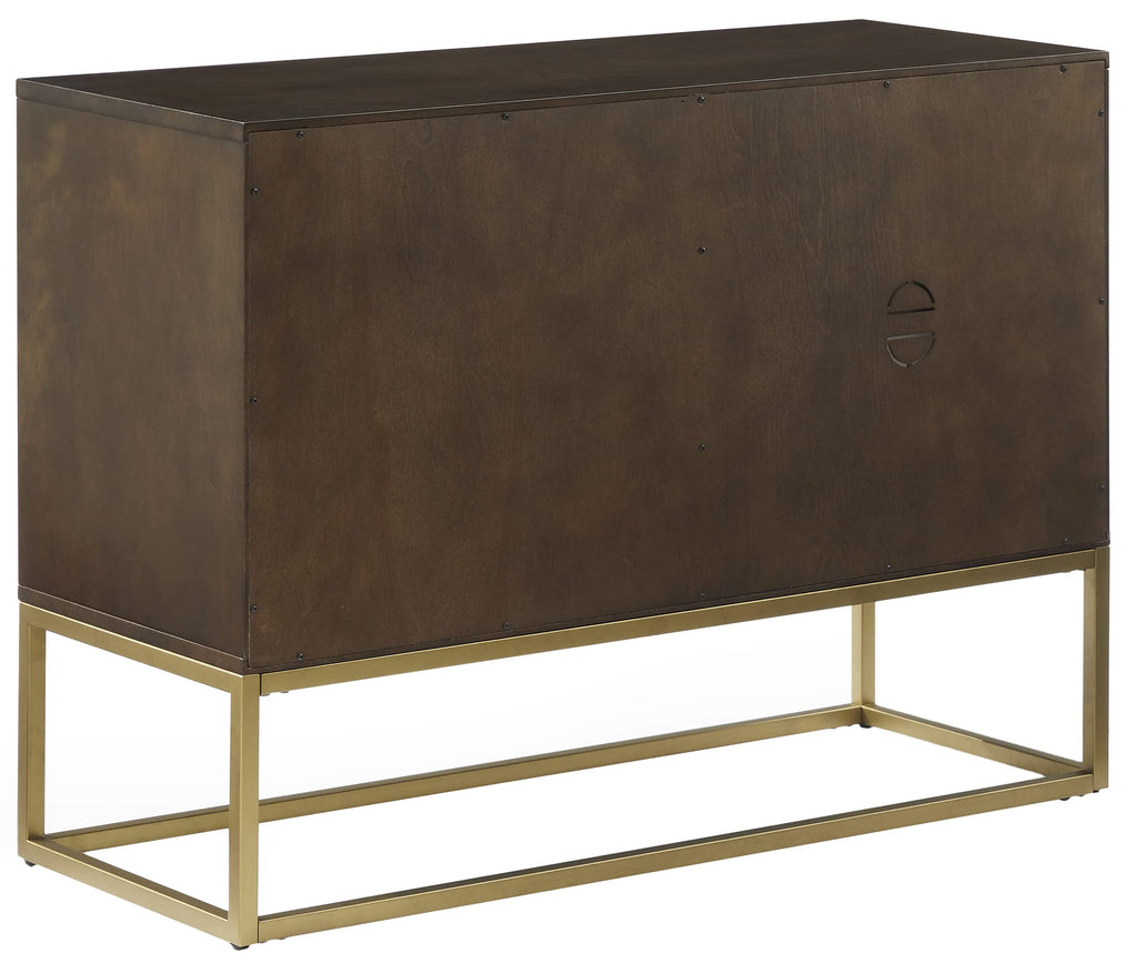 Crosley Furniture Byron Media Console And Record Player Stand With Storage For Vinyl Records, Dark Brown/Gold