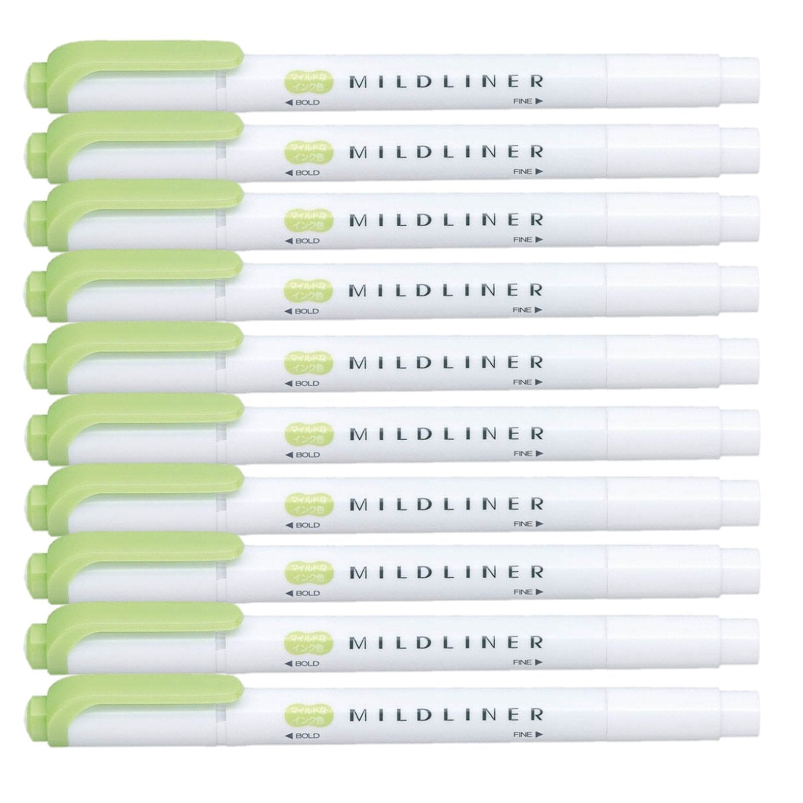 Zebra Mildliner Highlighter Pen Markers, Mild Green (Wkt7-Mg) X10
