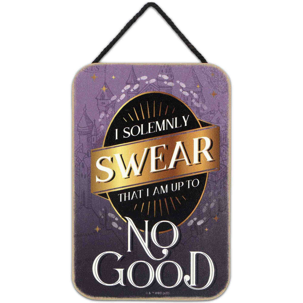 Open Road Brands Harry Potter I Solemnly Swear Hanging Wood Wall Decor - Fun Harry Potter Sign for Kids' Bedroom or Movie Room