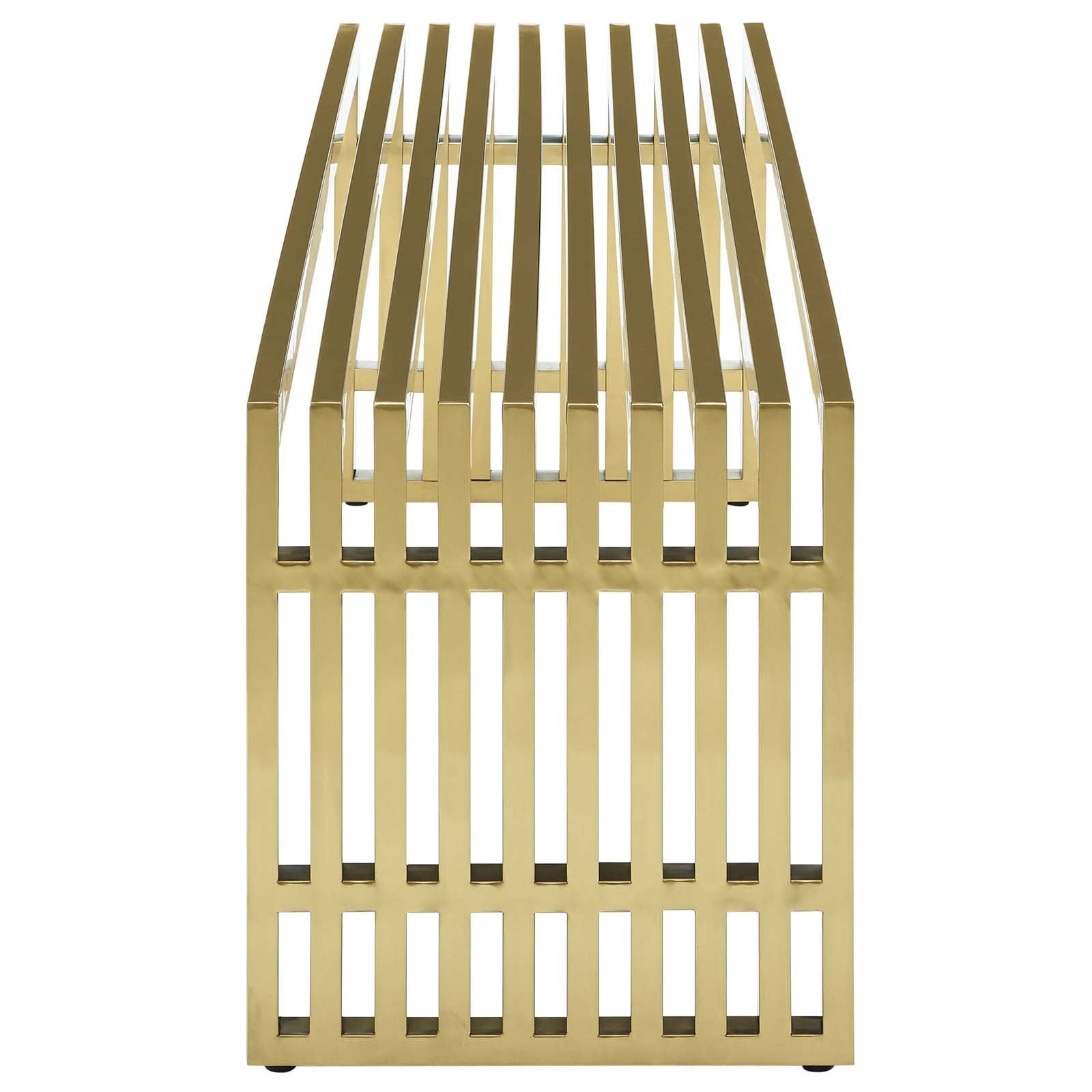 Modway Gridiron Gold Stainless Steel Large Bench, 60 Contemporary Modern Design