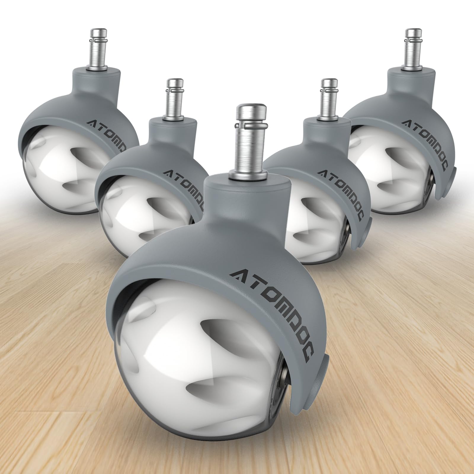 Atomdoc Office Chair Caster Wheels Newly Revolutionary Swivel Vertical Axle, 2.3 Inch Heavy Duty Ball Caster Wheels Set Of 5, [S