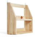 Nida Craft Touch Natural Wood Wall Mounted Shelf Organiser For Bathroom And Kitchen, 2 Tier Rack For Books, Decor And Storage