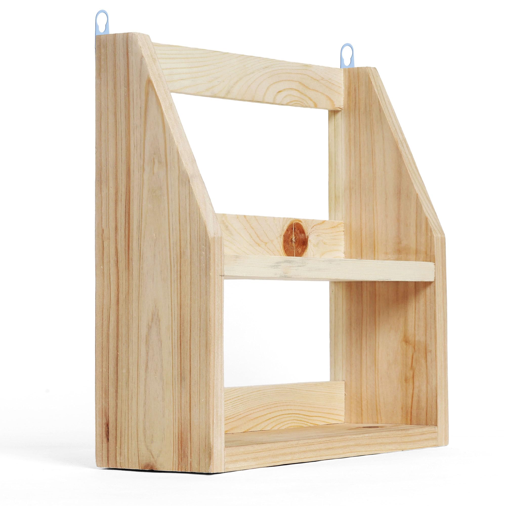 Nida Craft Touch Natural Wood Wall Mounted Shelf Organiser For Bathroom And Kitchen, 2 Tier Rack For Books, Decor And Storage