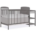 Dream On Me Anna 3-in-1 Full-Size Crib and Changing Table Combo in Steel Grey, Greenguard Gold Certified, Non-Toxic Finishes, In