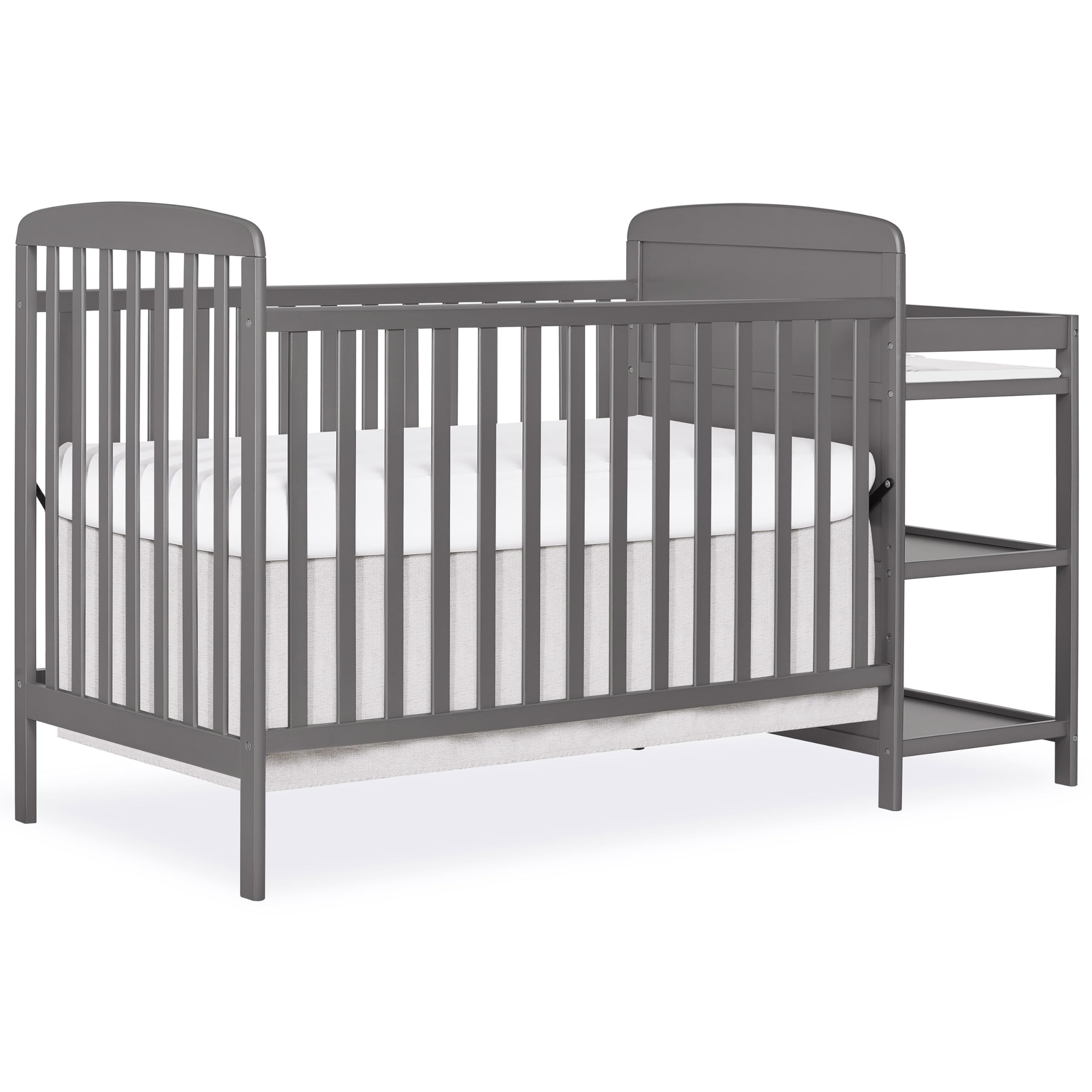 Dream On Me Anna 3-in-1 Full-Size Crib and Changing Table Combo in Steel Grey, Greenguard Gold Certified, Non-Toxic Finishes, In