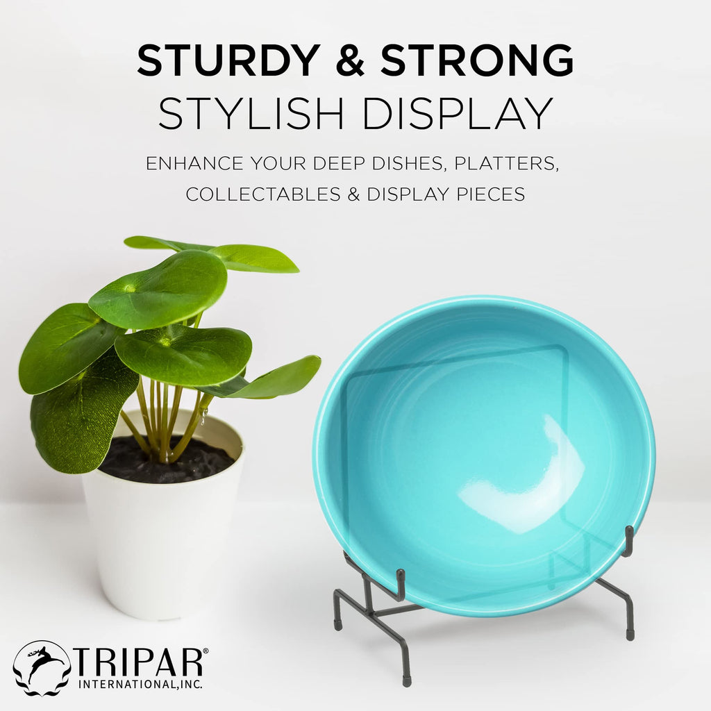 Tripar 11 Inch Black Metal Display Stand Easel For Bowl And Platters, Cookbooks, Pictures, Deep Dishes