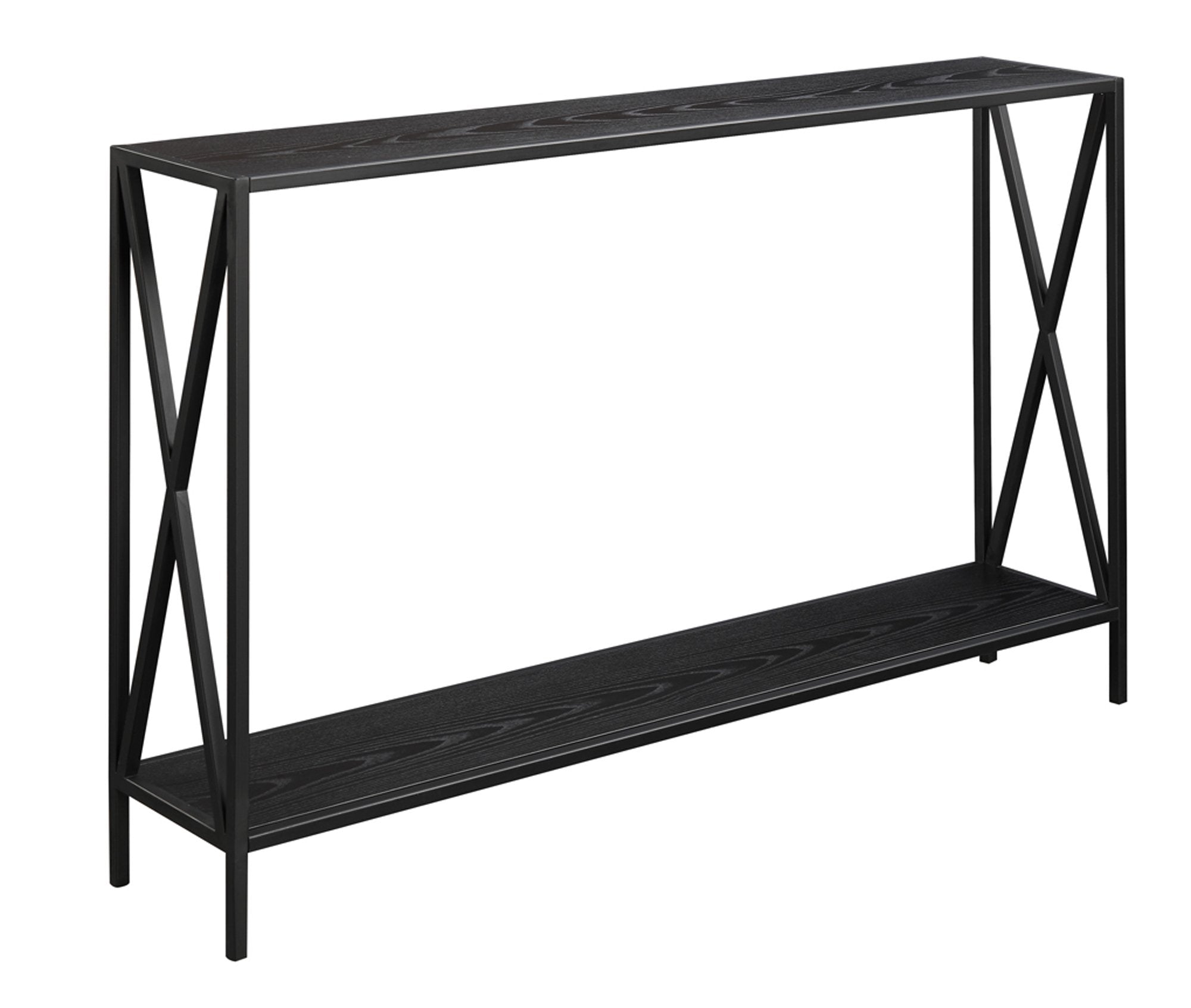 Convenience Concepts Tucson Console Table 47.25 - Modern Sofa Table with Storage Shelf, Entryway Hall Table for Living Room, Bla