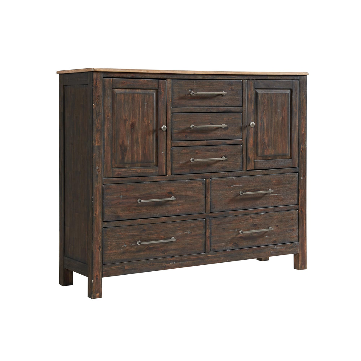 Intercon Transitions Gentleman's Chest, 7 Drawer w/Doors Dresser, Dark Brown