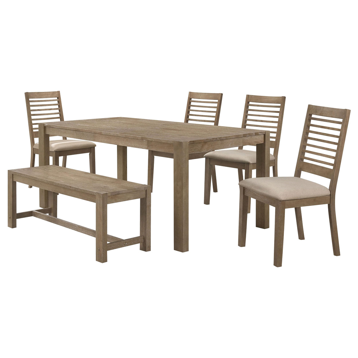 Coaster Home Furnishings Scottsdale 6-Piece Rectangular Dining Set Brown Washed