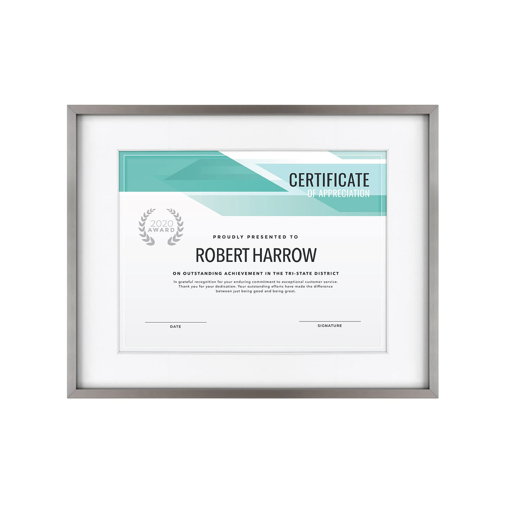 MCS Master & Co. Foundry Metal Gallery Wall Frame, Dark Silver, 11 x 14 in matted to 8.5 x 11 in