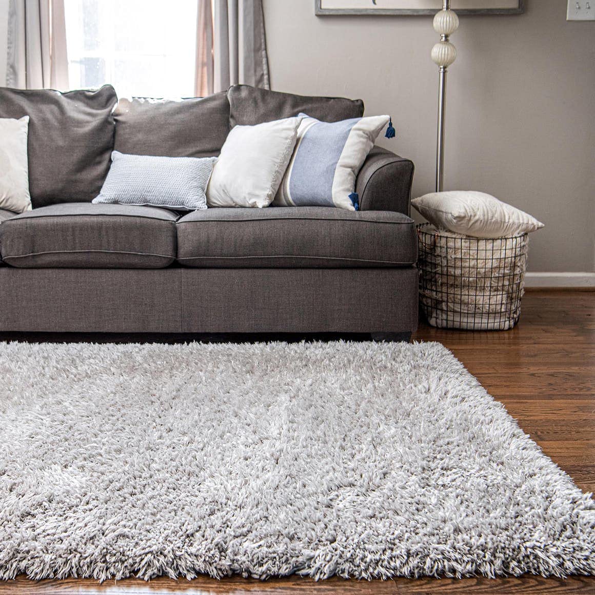Rugs.com Infinity Collection Solid Shag Area Rug 8 x 11 Ash Shag Rug Perfect for Living Rooms, Large Dining Rooms, Open Floorp