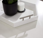 Kate And Laurel Lipton Modern Hexagon Tray, 18 X 18, White And Silver, Decorative Tray For Storage And Display