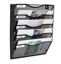 Easypag Wall File Holder 5 Pocket Mesh Hanging Wall Organizer Vertical Hanging File Folder Holder Magazine Rack With Nametag Lab