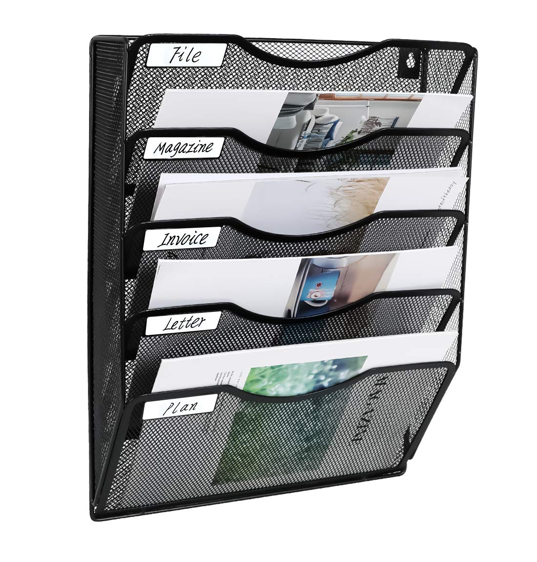 Easypag Wall File Holder 5 Pocket Mesh Hanging Wall Organizer Vertical Hanging File Folder Holder Magazine Rack With Nametag Lab