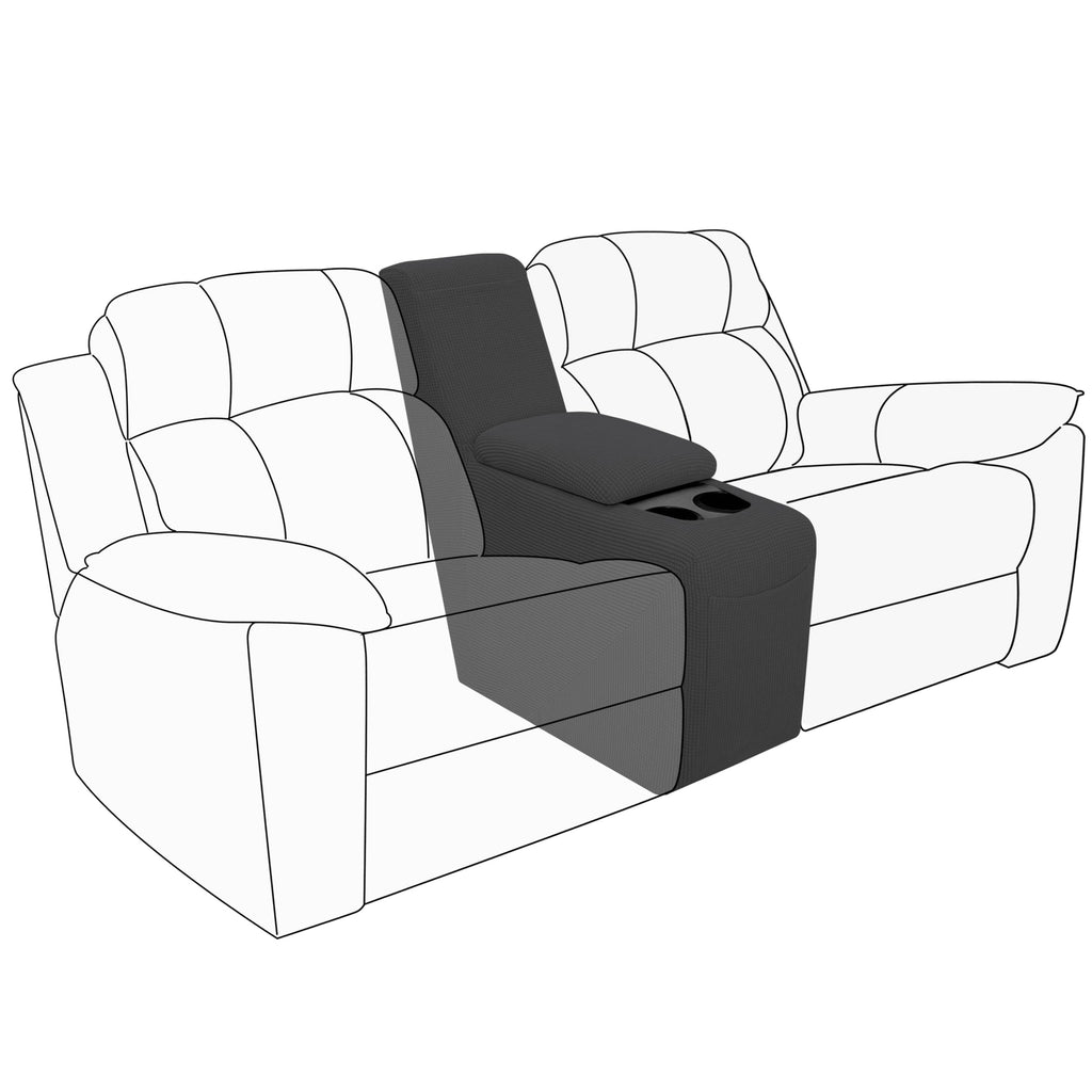 Easy-Going 2-Piece Recliner Console Cover For Reclining Loveseat Covers Stretch Jacquard Middle Console Cover For Recliner Couch And Sofa Dark Gray