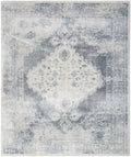 HomeRoots 521715 9 x 12 ft. Blue & Ivory Oriental Power Loom Distressed Area Rug