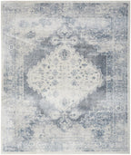 HomeRoots 521715 9 x 12 ft. Blue & Ivory Oriental Power Loom Distressed Area Rug