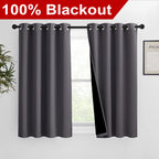 Nicetown 100% Blackout Blinds, Set Of 2, 46' X 45', Laundry Room Decor Window Treatment Curtains For Large Patio Sliding Door, Thermal Insulated Grey Curtains For Bedroom