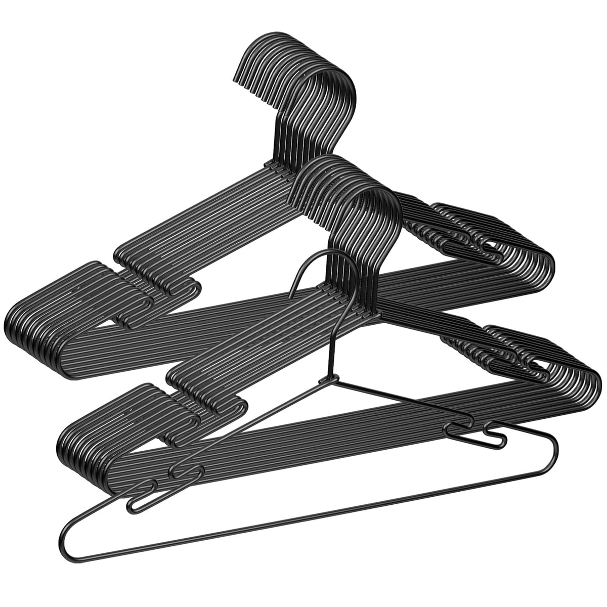 VWV 20 Pack Black Aluminum Hangers, 16.5 Inch Smooth and Durable Metal Shirt Dress Hanger, Lightweight and Sturdy Metal Hanger, 