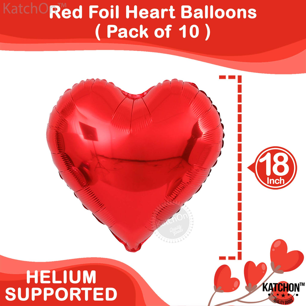 Katchon, I Love You Balloons Set - 16 Inch, Pack Of 20 | Red Heart Balloons For Romantic Decorations Special Night | Heart Shape