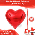 Katchon, I Love You Balloons Set - 16 Inch, Pack Of 20 | Red Heart Balloons For Romantic Decorations Special Night | Heart Shape
