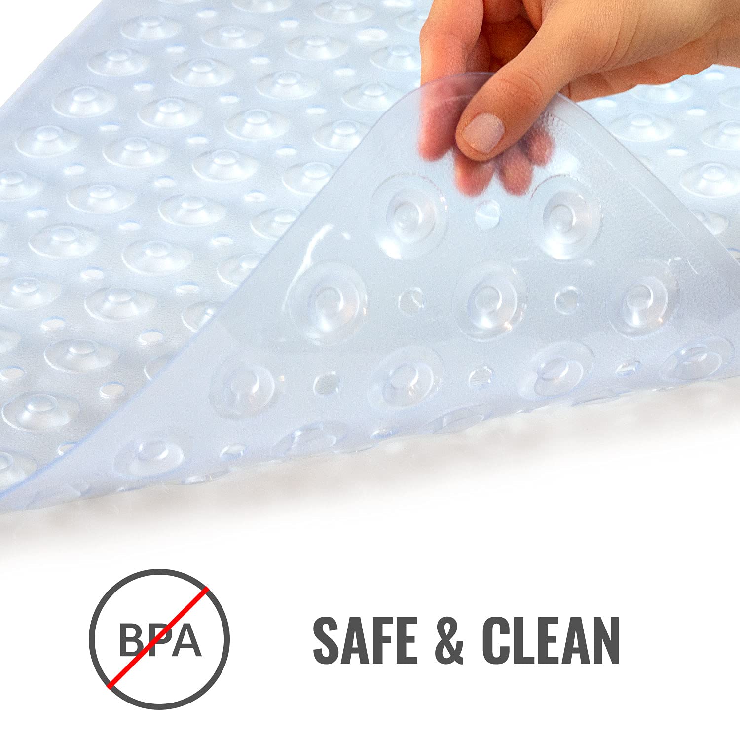 Healthsmart Bath Mat Extra Large No Slip Shower & Bathtub Mat With Suction Cups And Drain Holes For Anti-Slip Grip, Machine Wash