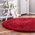 Rugs.com Infinity Collection Solid Shag Area Rug 4 Ft Round Merlot Shag Rug Perfect for Kitchens, Dining Rooms
