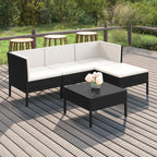 vidaXL Patio Lounge Set 5 Piece, Patio Furniture Set for Outside, Sectional Sofa with Cushions, Sofa, Farmhouse Modern, Poly Rattan Black