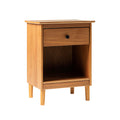 Walker Edison Traditional Wood 1 Drawer Nightstand Side Table Bedroom Storage Drawer and Shelf Bedside End Table, 18 Inch, Caram