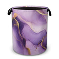 Laundry Hamper Foldable with Handles,Purple Marble Oxford Cloth Laundry Basket,Gold Abstract Storage Organizer for Bathroom Bedr